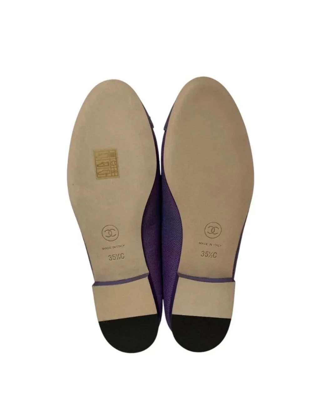 Chanel CC Logo Ribbon Ballerina Flat Pumps Ballet Shoes Purple Spring